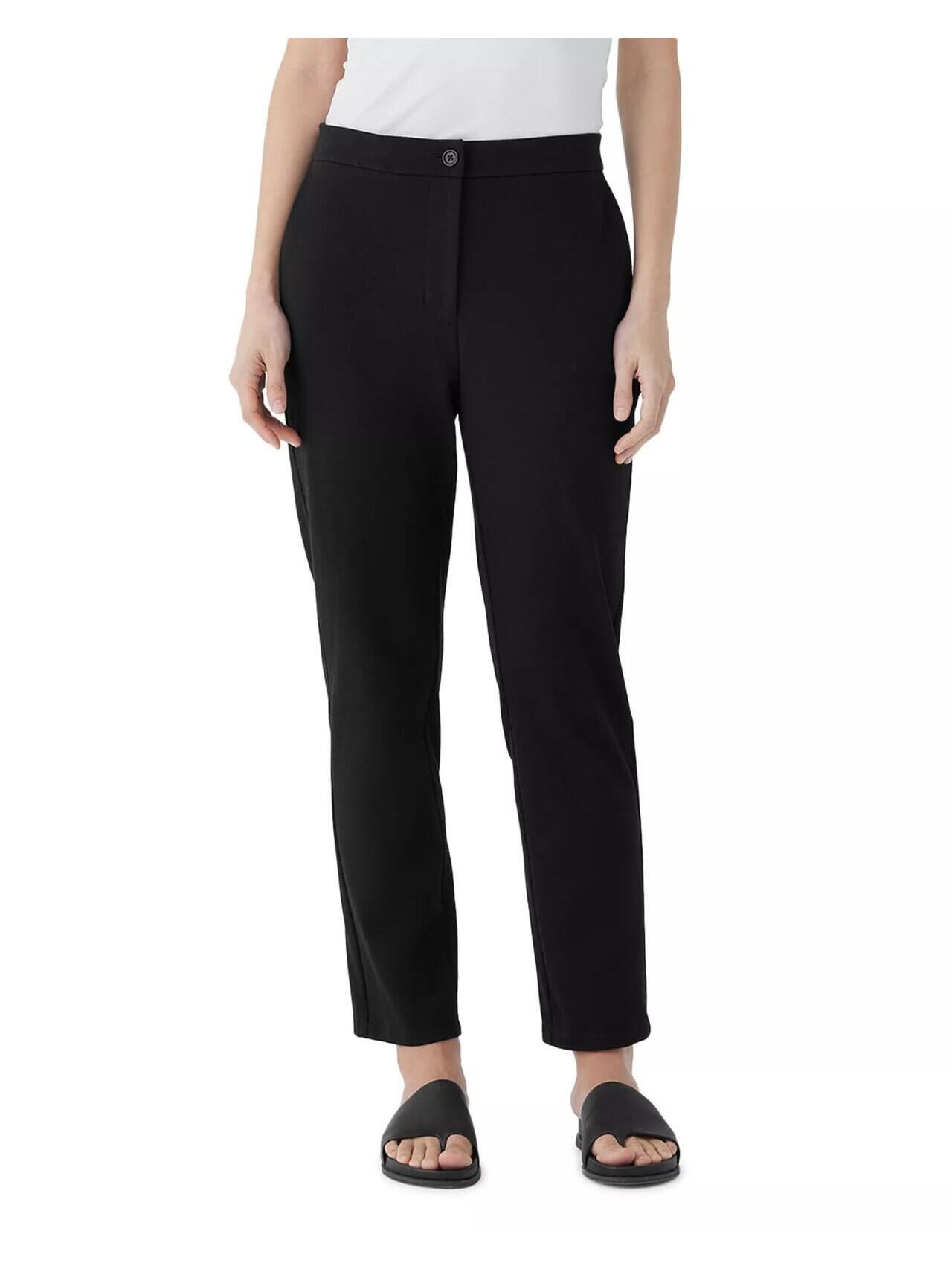 179$ Eileen Fisher High Waist Slim Leg Ankle Pants Women's Size Xs Black